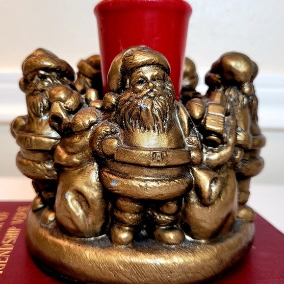 Holiday Vintage Molded Santa Christmas Votive Tea Light Candle Holder